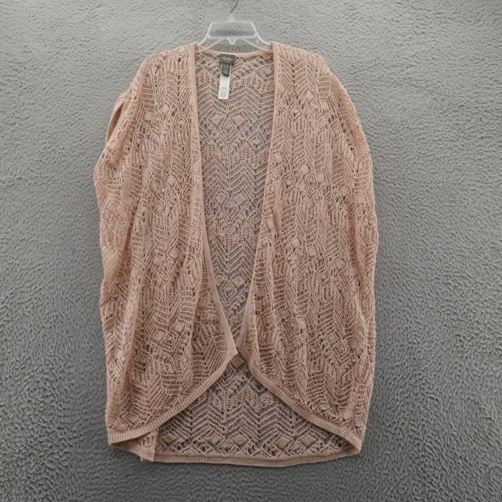 Chicos‎ Travelers Sparkle Cardigan Sweater S/M Pink Metallic Womens Crochet Boho
